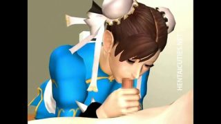 Hentai maid in pigtails suck cock for sperm