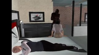 My wife Gina having sex with a young black guy in front of me. ( 3d avatar ) animation