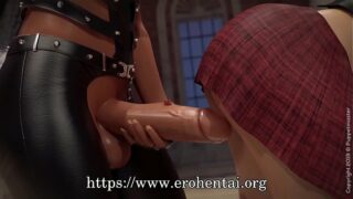 Horny 3d futa girls start ass fucking in public at the museum