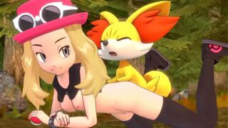 Serena gives Fennekin a reward 60 sec
