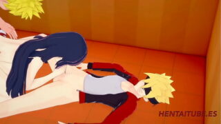 Boruto Naruto Hentai – Threesome Hinata is Fucked by Naruto while sucks Boruto’s Dicks and They cums in her mouth and pussy