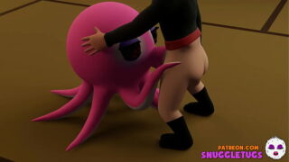 Ninja and OctoGirl Octopus Japanese 3D Hentai t. Cartoon blowjob