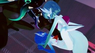 Futa Orgy: Gardevoir and Marina have a all out clone gangbang