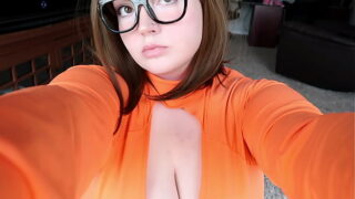 Chubby cosplay Velma Rides Dildo, Eats Cum Trailer