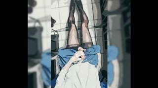 Cosplay 黑色絲襪自慰